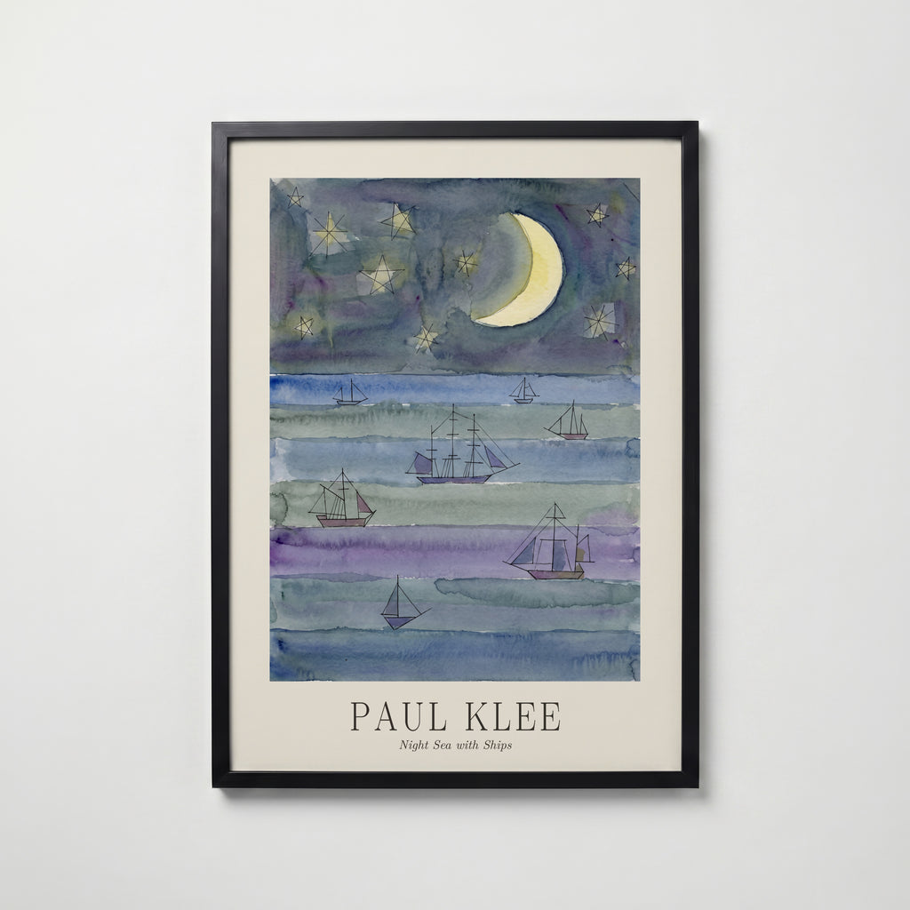Paul Klee Night Sea with Ships Poster – svart ram