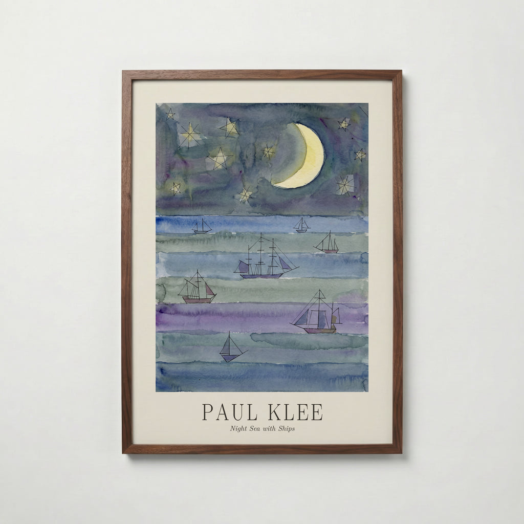 Paul Klee Night Sea with Ships Poster – valnötsram