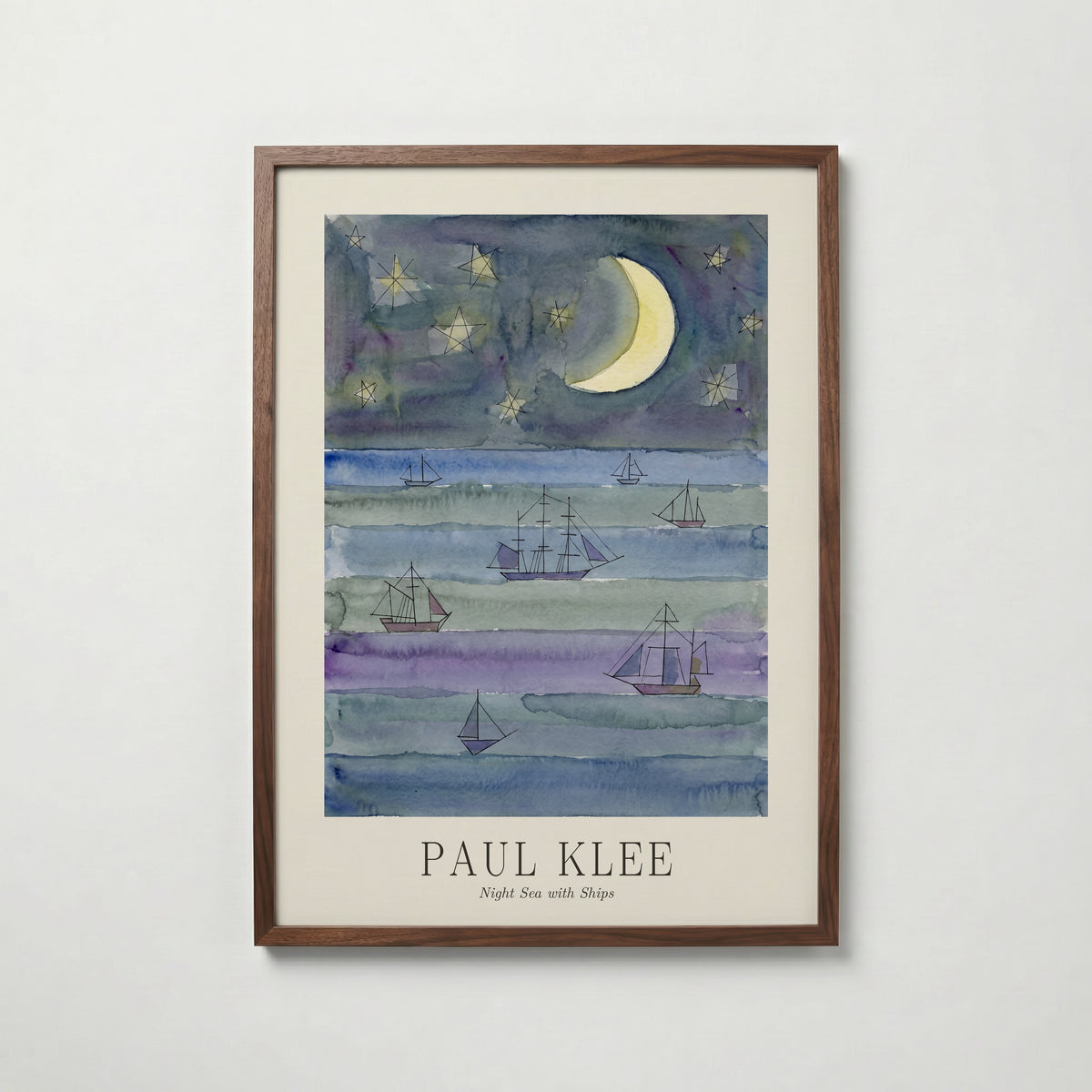 Paul Klee Night Sea with Ships Poster – valnötsram