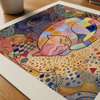 Paul Klee Sleeping Cat and Crescent Moon Poster – närbild på papper
