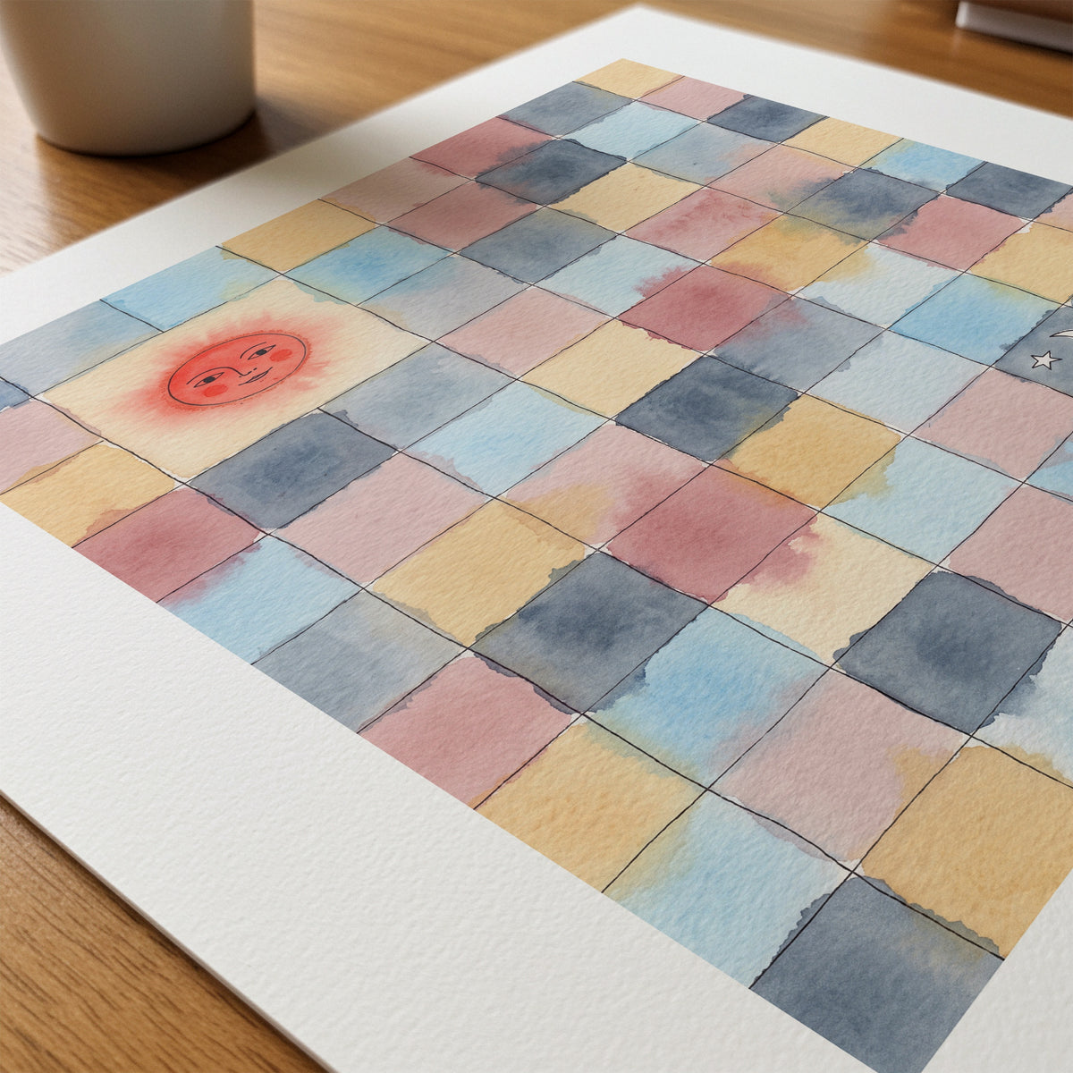 Paul Klee Sun and Moon Squares Poster – närbild på papper