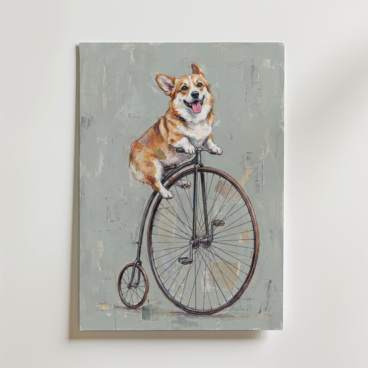 Penny-Farthing Corgi Poster – canvas utan passepartout
