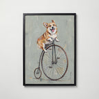 Penny-Farthing Corgi Poster – svart ram