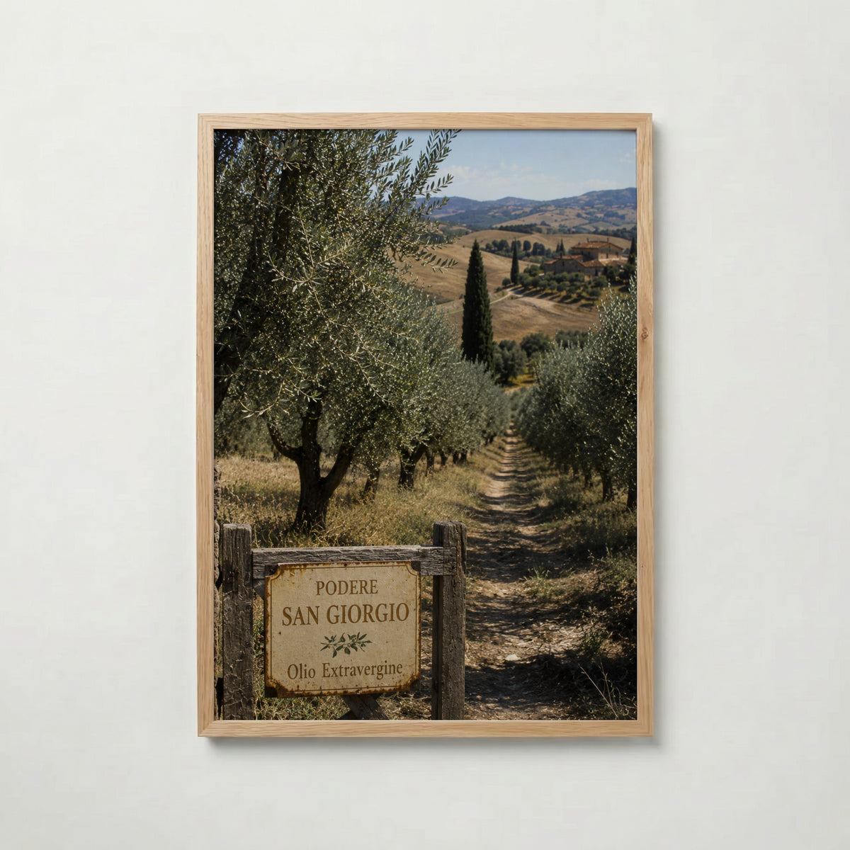 Marco Ricci Podere San Giorgio Toscana Poster – toskansk landsväg kantad av cypresser och vingårdar