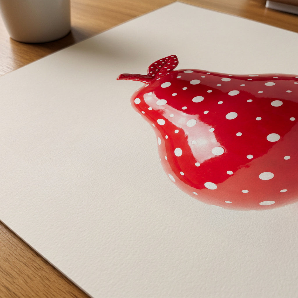 Polka Dot Pear Poster – närbild på papper
