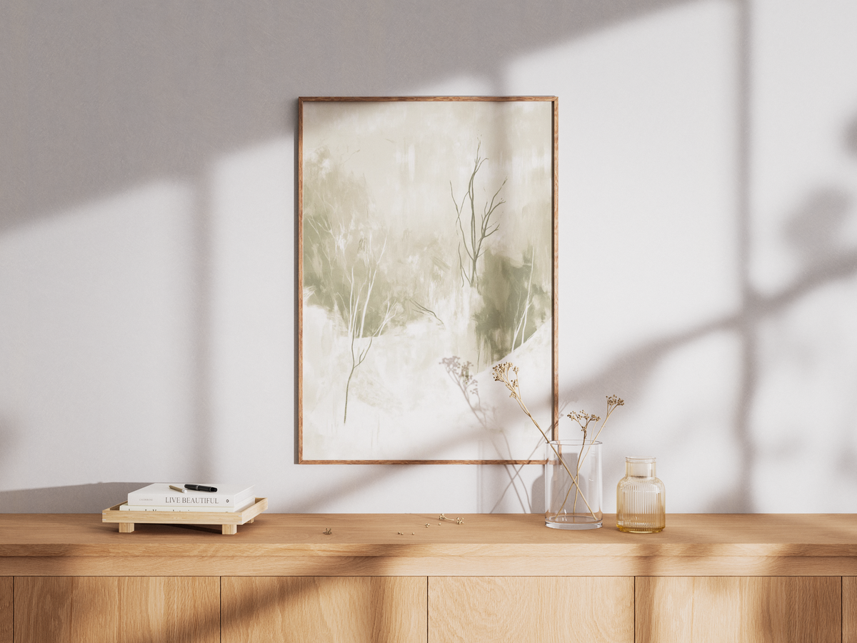 Abstract Winter Silence poster visualiserad på vägg – från Bozetto i hög kvalitet