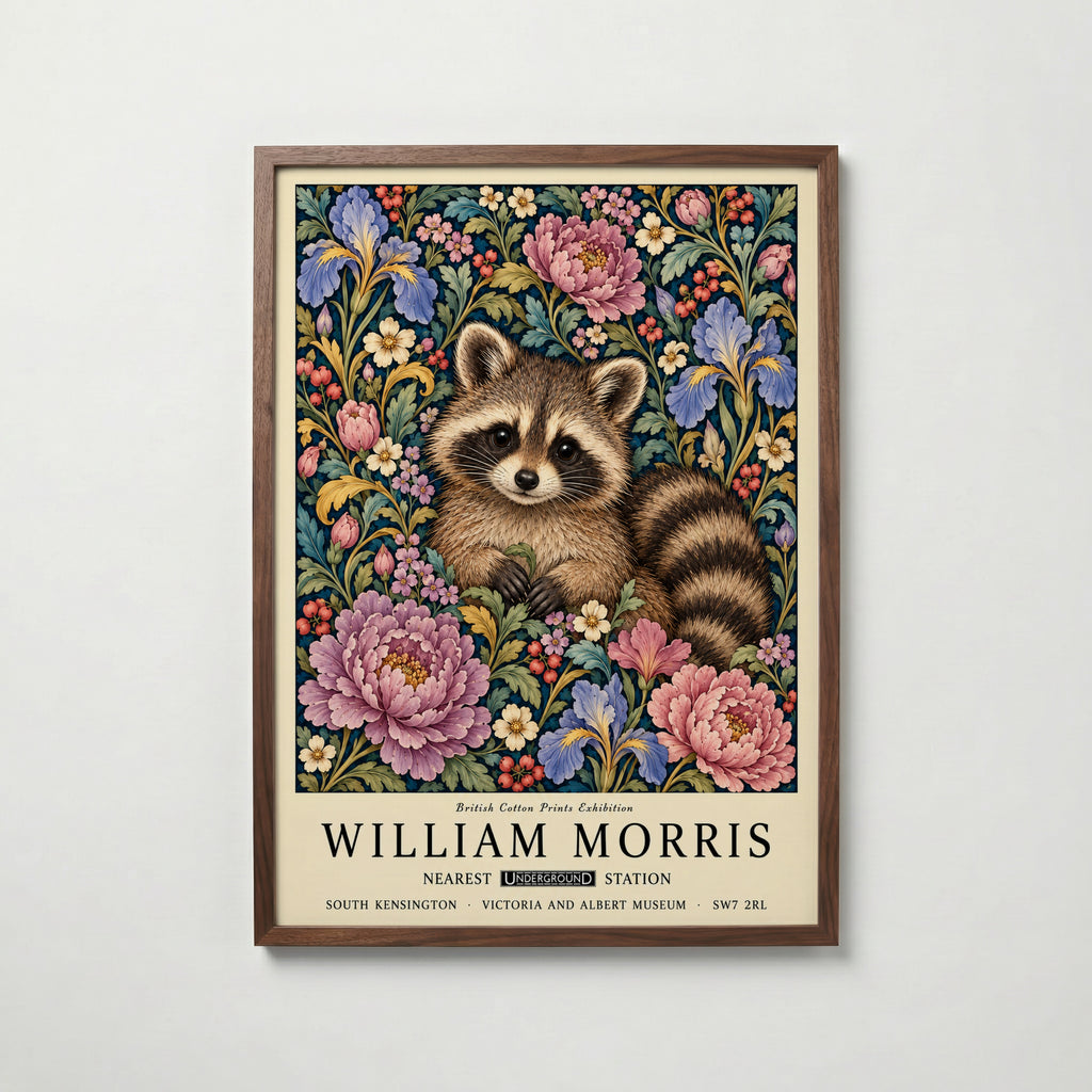 William Morris Masked Raccoon Poster – valnötsram
