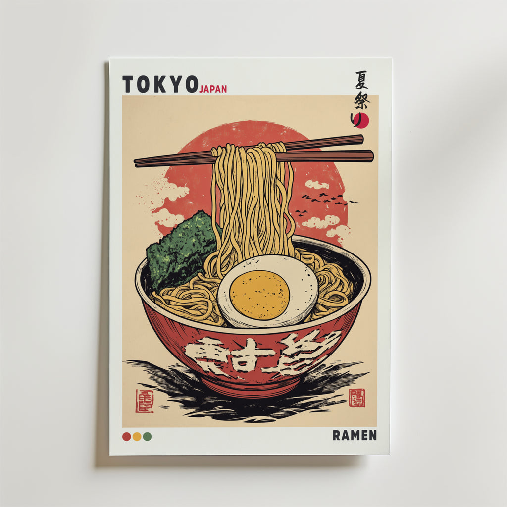 Bundle 2-pack Japandi Ramen Cat Delight – kuraterad postercollection som lyfter hemmet hos Bozetto