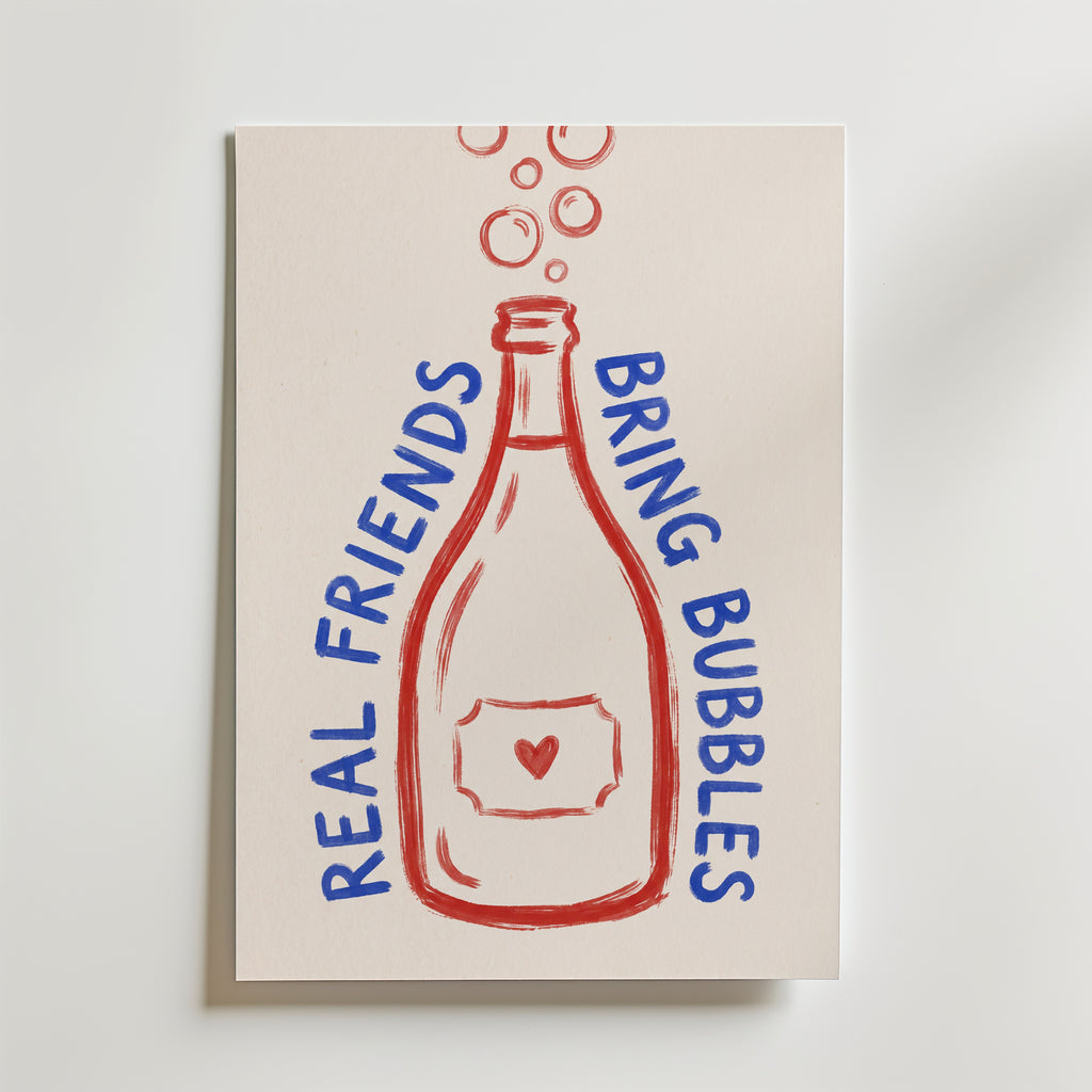 Real Friends Bring Bubbles Poster – canvas utan passepartout