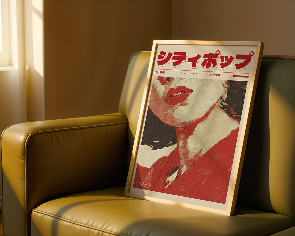 Red Echo 1999 poster visualiserad på vägg – se rätt storlek med mockup från Bozetto