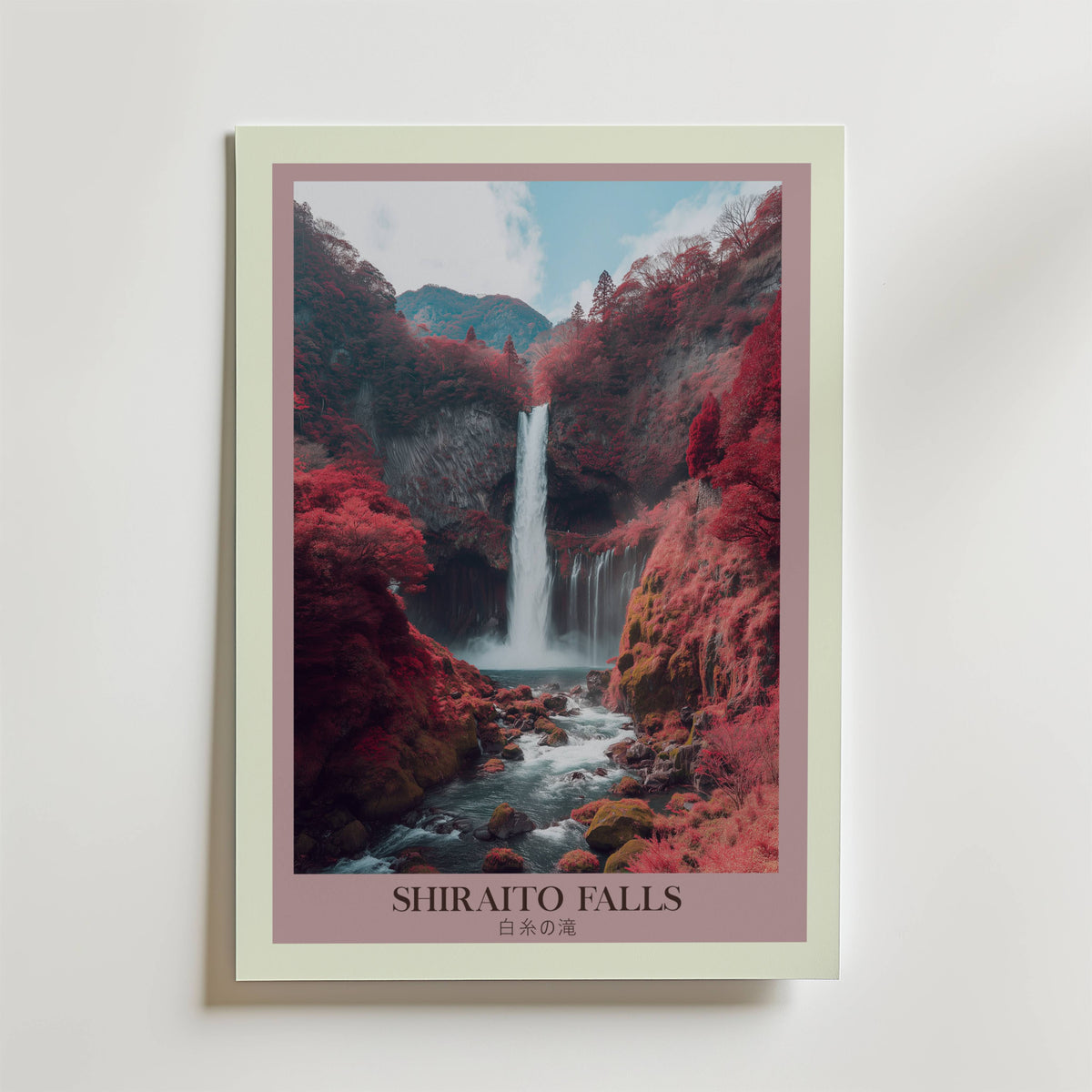 Shiraito Falls – stilfullt konsttryck från Bozetto, tryckt på matt finpapper i hög tryckkvalitet