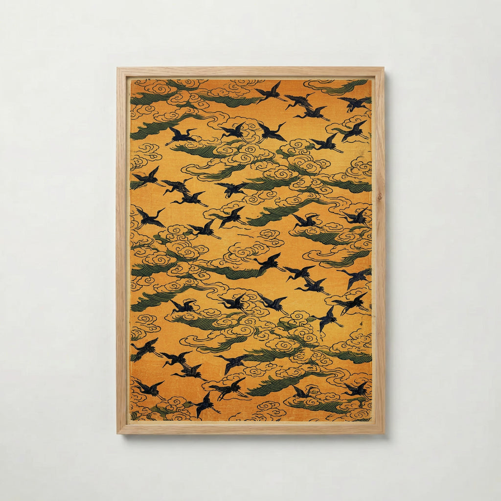 Saffron Cranes Poster med ekram