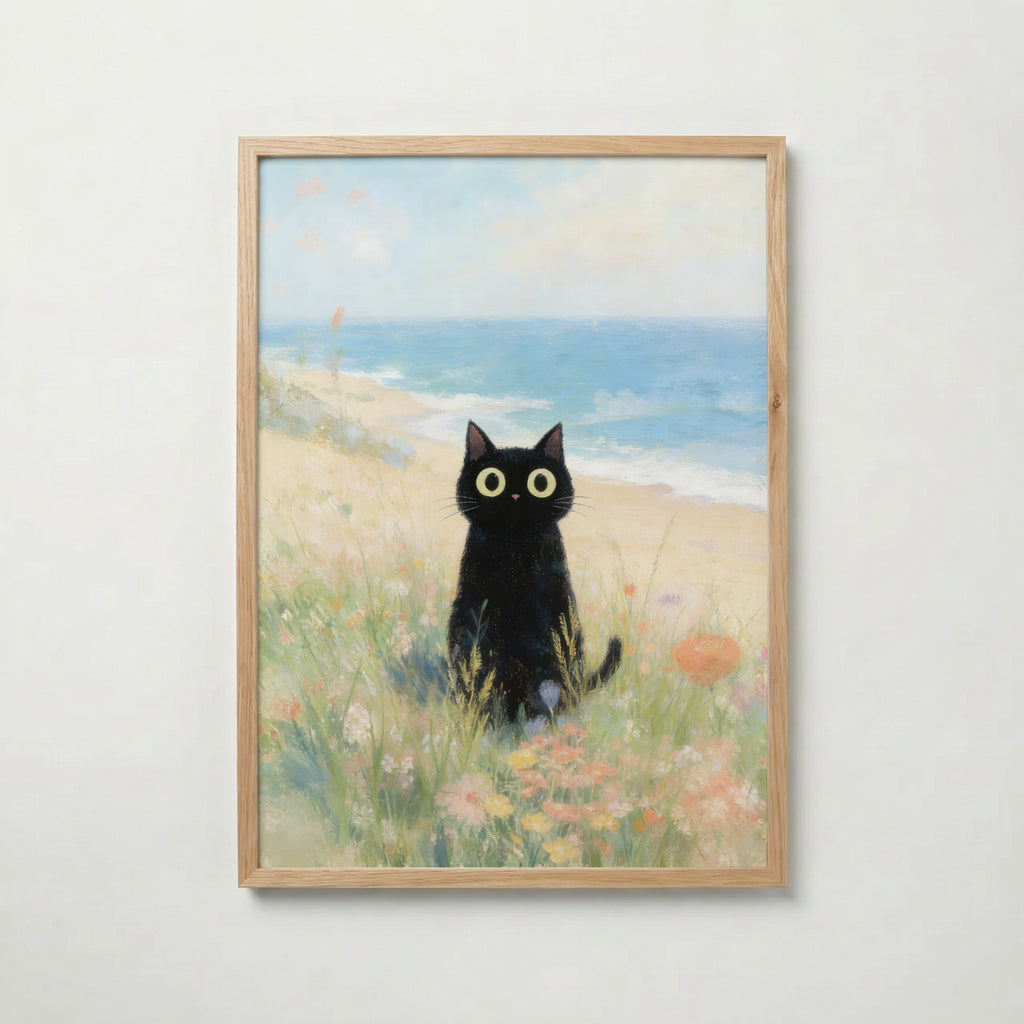 Seaside Meadow Cat – köp enkelt hos Bozetto konsttryck i hög kvalitet i hög kvalitet
