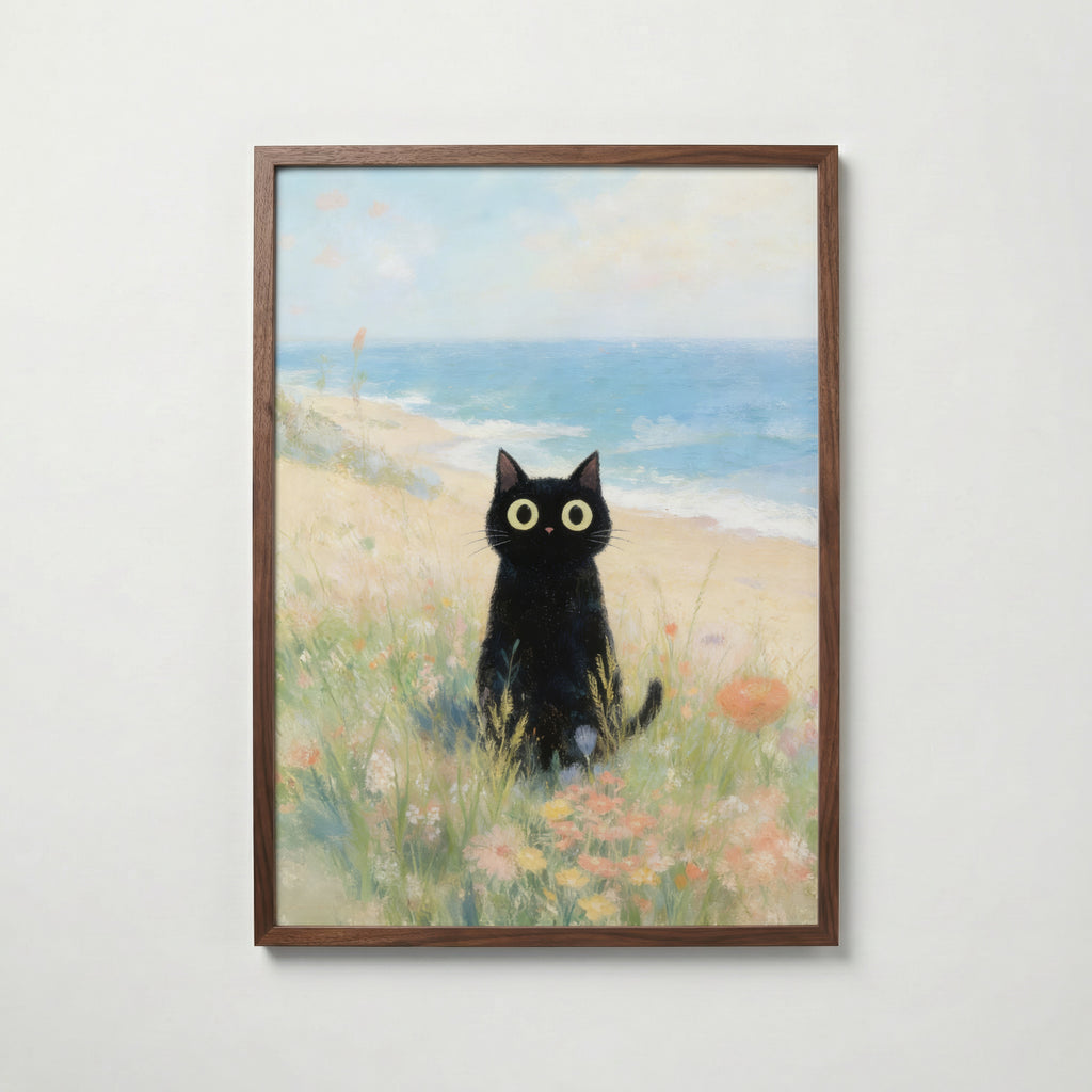 Seaside Meadow Cat – affisch med snyggt motiv, köp enkelt hos Bozetto i flera storlekar