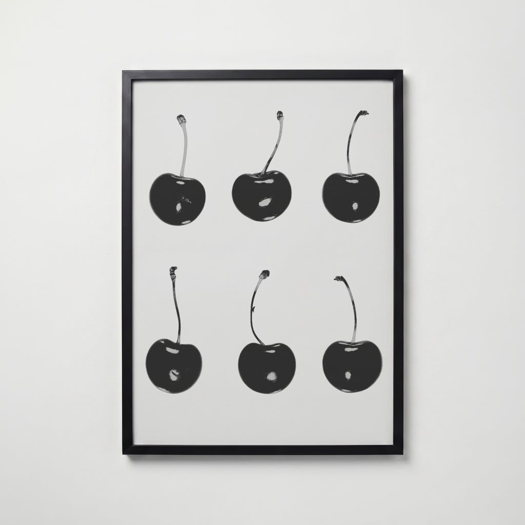 Six Black Cherries Poster – svart ram