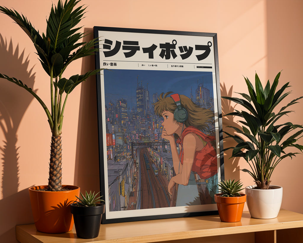 Skyline Melody poster visualiserad på vägg – se rätt storlek med mockup från Bozetto