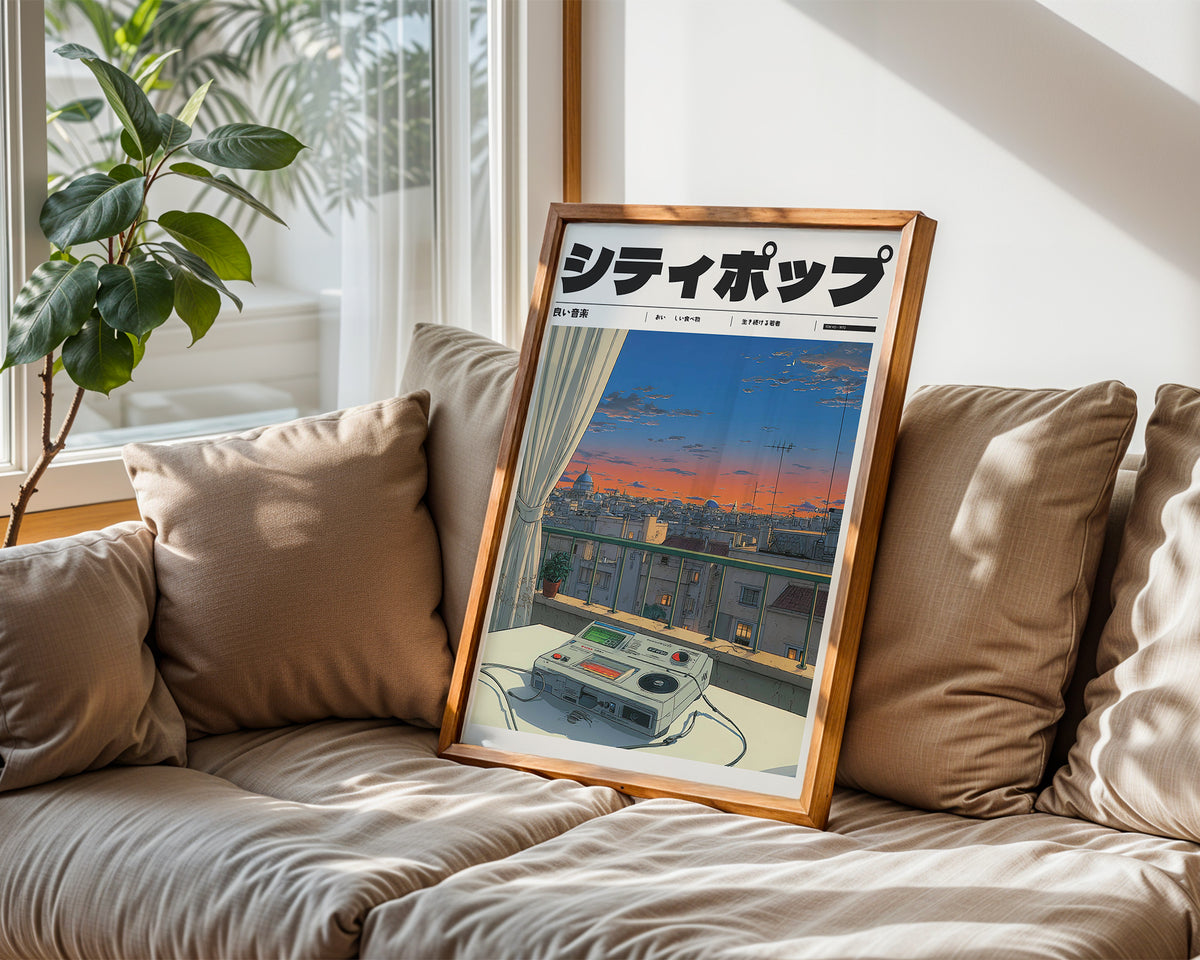 Sound of Dusk poster visualiserad på vägg – se rätt storlek med mockup från Bozetto