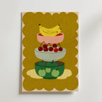 Stacked Bowls Poster – illustration av tre staplade skålar med bananer, körsbär och äpplen