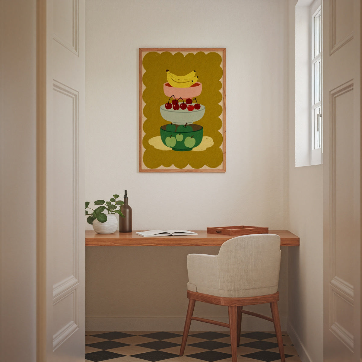 Stacked Bowls Poster med valnötsram