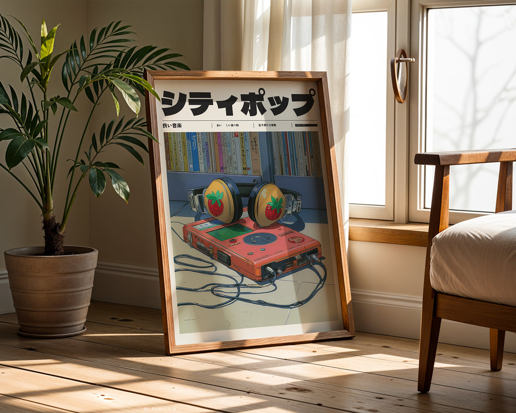 Väggmockup av Strawberry Stereo affisch på ljus vägg – Bozetto konsttryck – nr 2