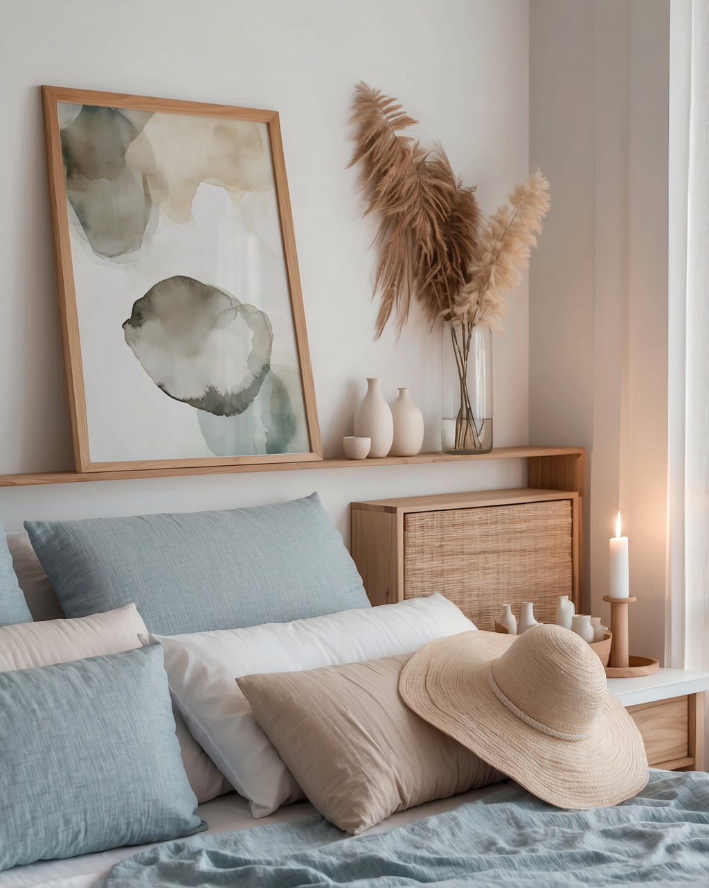 Soft Earth poster visualiserad på vägg – se rätt storlek med mockup från Bozetto