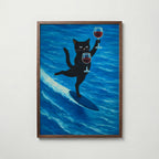 Surfing Wine Cat poster visad rakt fram – Bozetto affisch i hög tryckkvalitet i hög tryckkvalitet