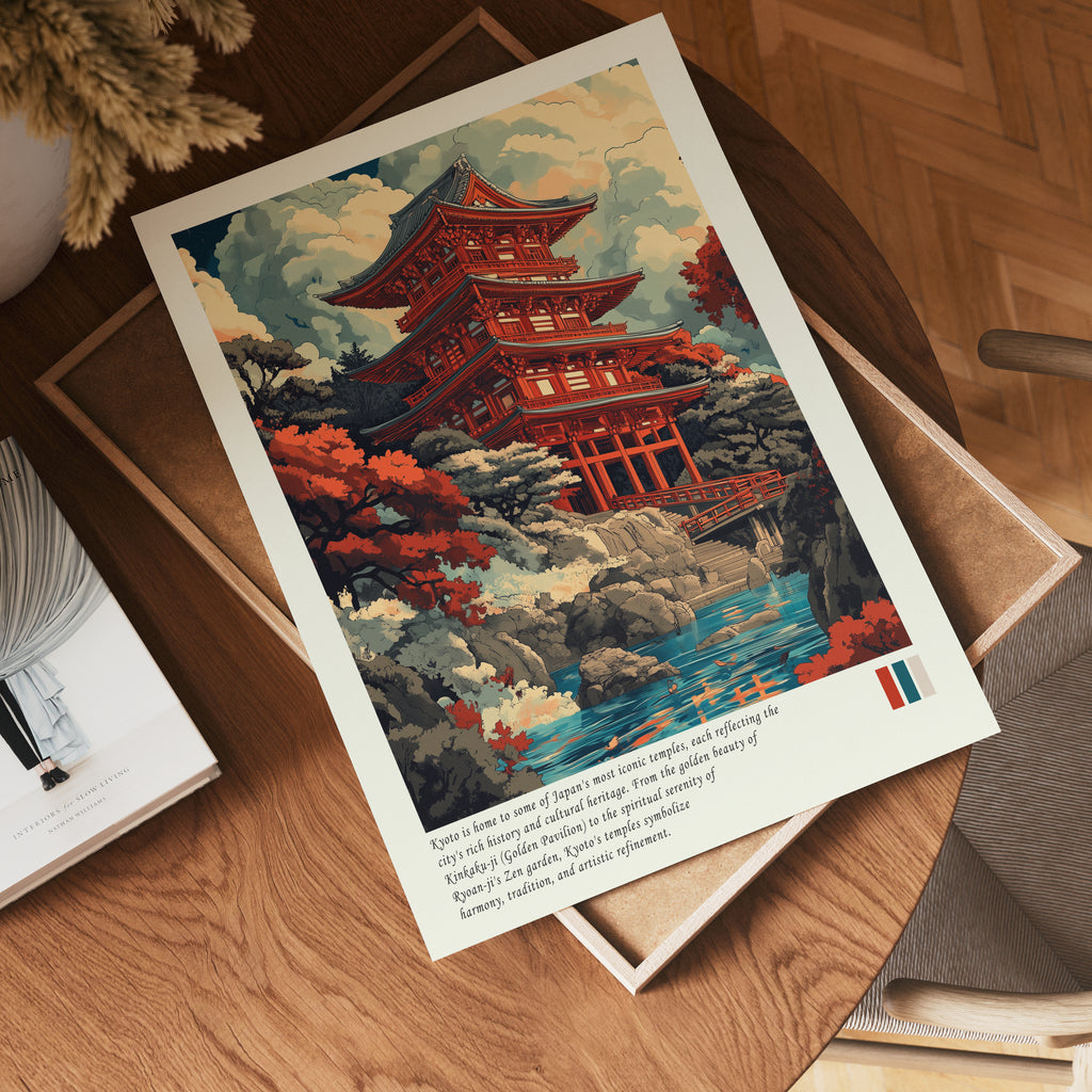 Tranquil Kyoto Temple poster visad rakt fram – Bozetto affisch i hög tryckkvalitet