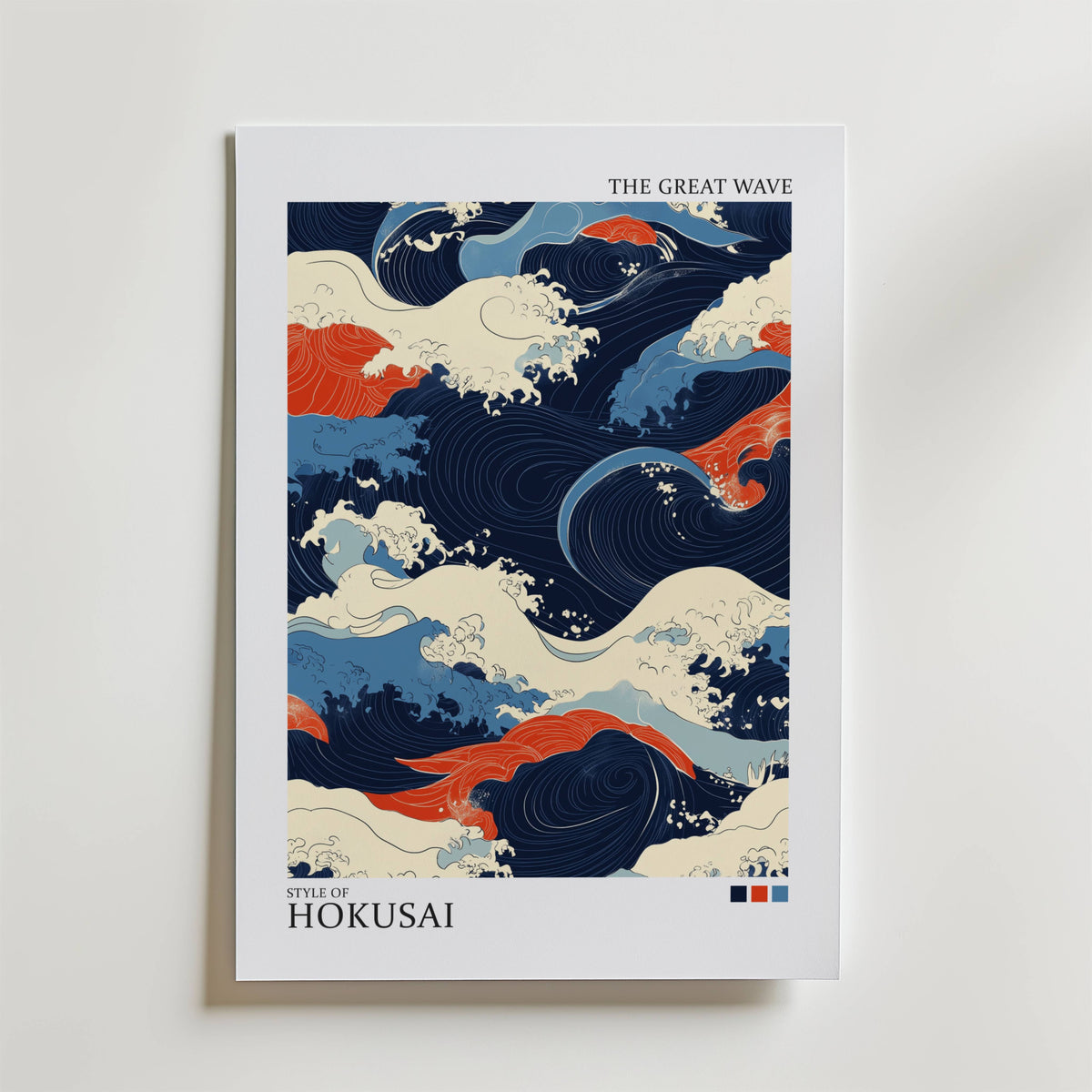 Hokusai The Great Wave – stilfullt konsttryck från Bozetto, tryckt på matt finpapper