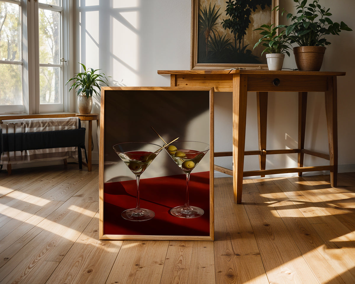 Väggmockup av The Last Martini affisch på ljus tegelvägg – Bozetto konsttryck i hög tryckkvalitet