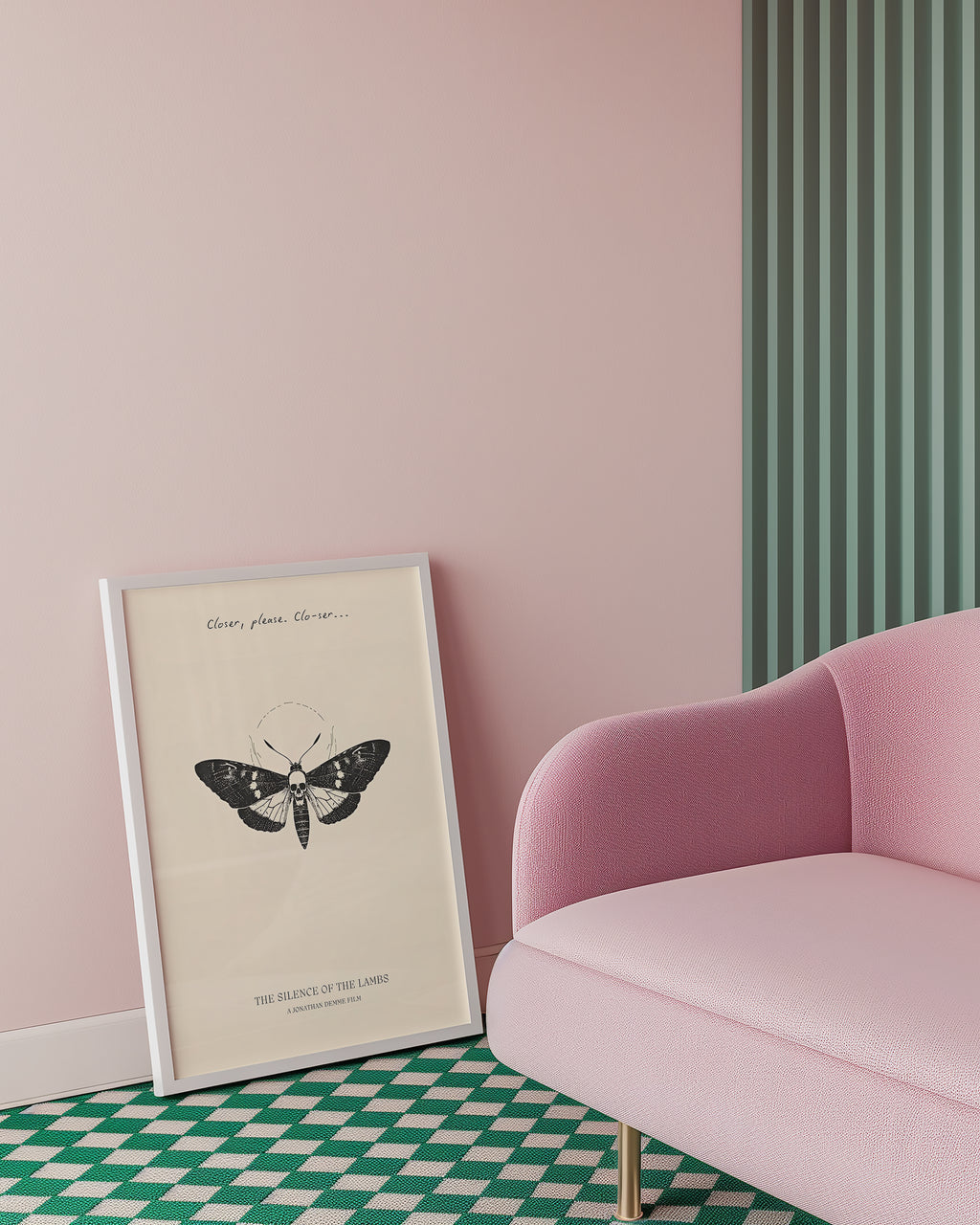 Mockup av The Silence of the Lambs affisch på vägg – köp enkelt hos Bozetto i hög kvalitet