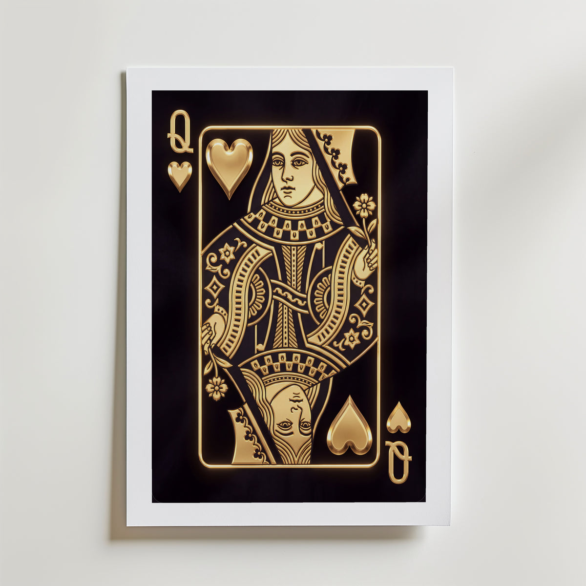 The Golden Queen of Hearts Poster – med passepartout