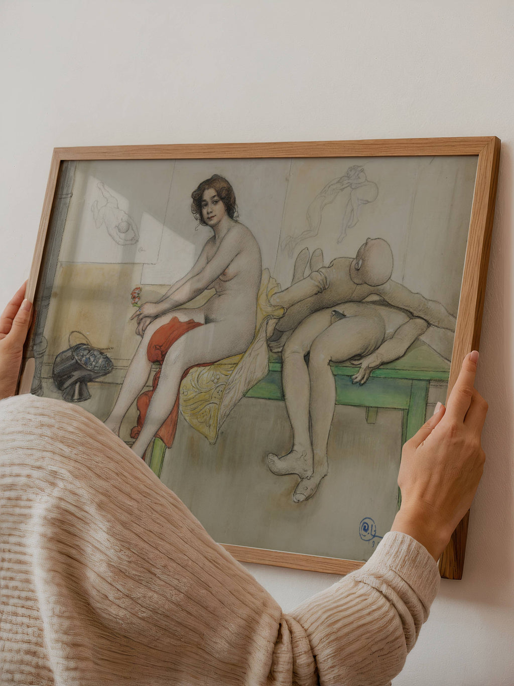 Carl Larsson The Model and – affisch med stilfullt motiv från Bozetto i hög kvalitet