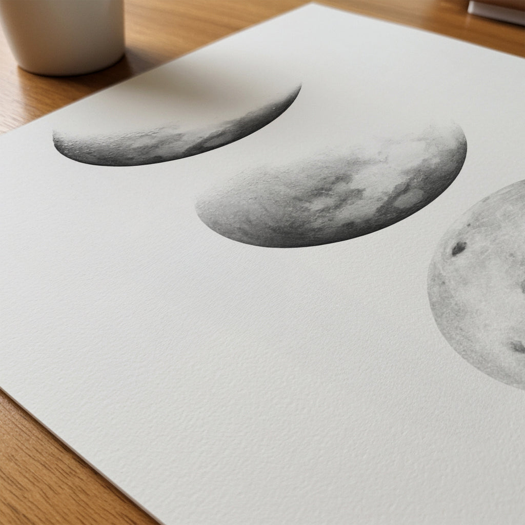 Waxing Moon Trio Poster – närbild på papper