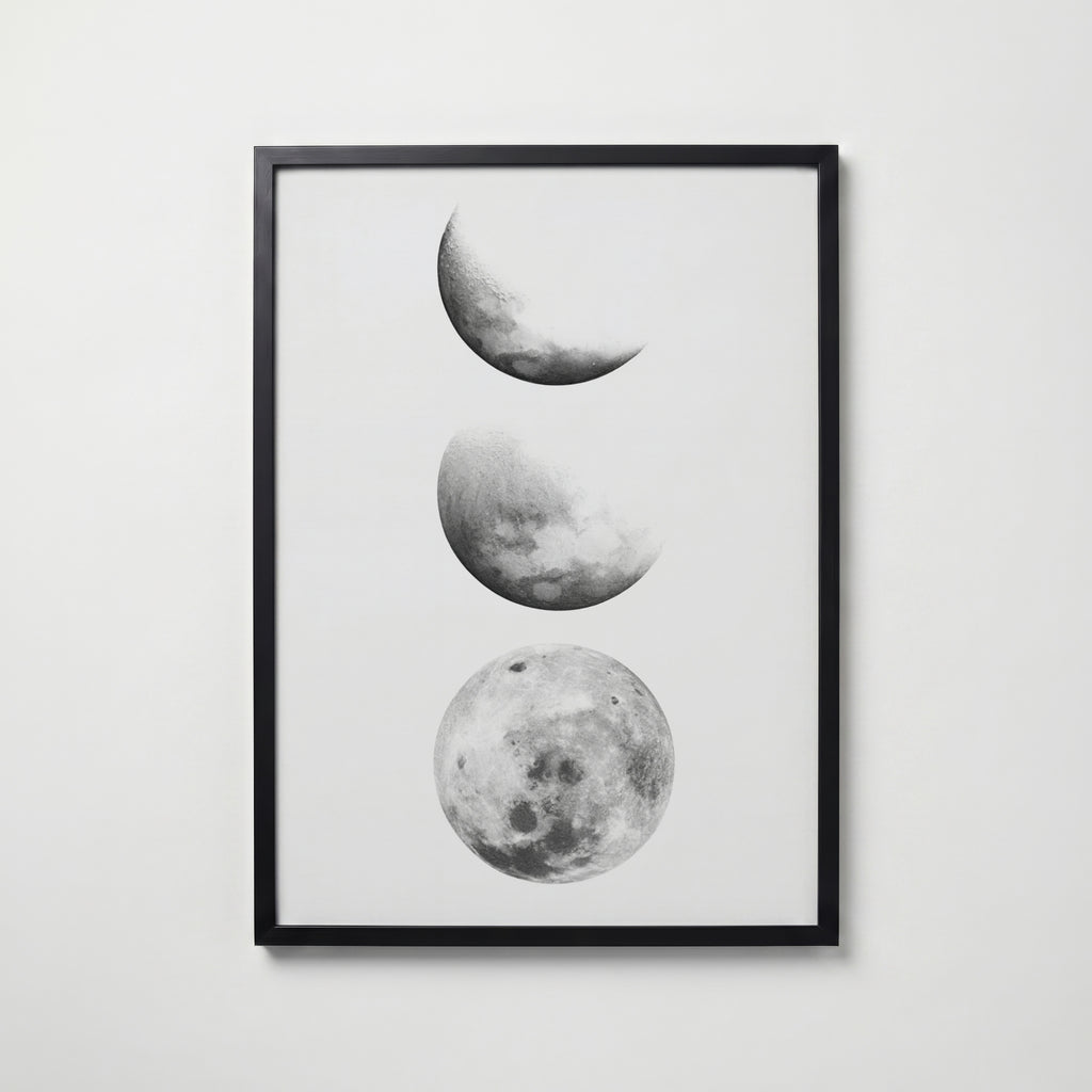 Waxing Moon Trio Poster – svart ram