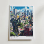 Tokyo City Japan – stilfullt konsttryck från Bozetto, tryckt på matt finpapper i hög tryckkvalitet