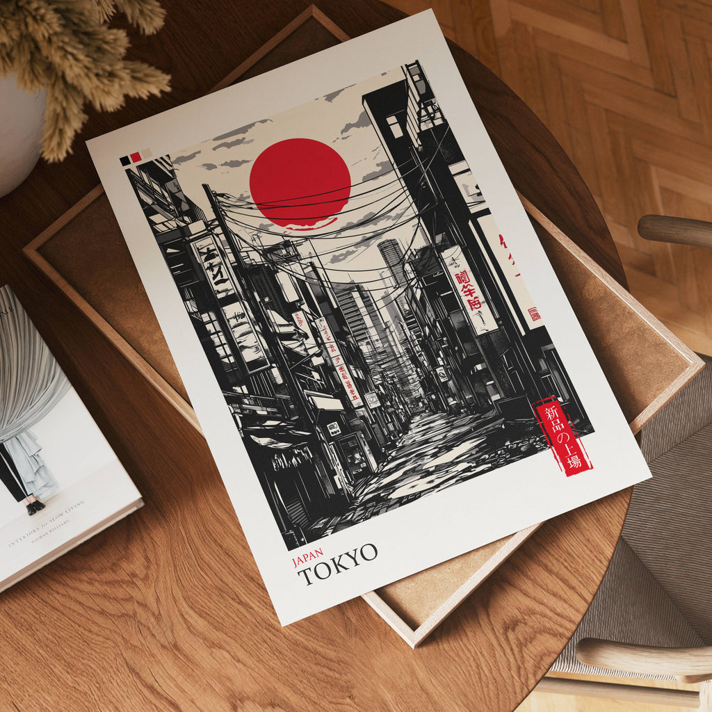 Tokyo Street poster visad rakt fram – Bozetto affisch i hög tryckkvalitet i hög tryckkvalitet