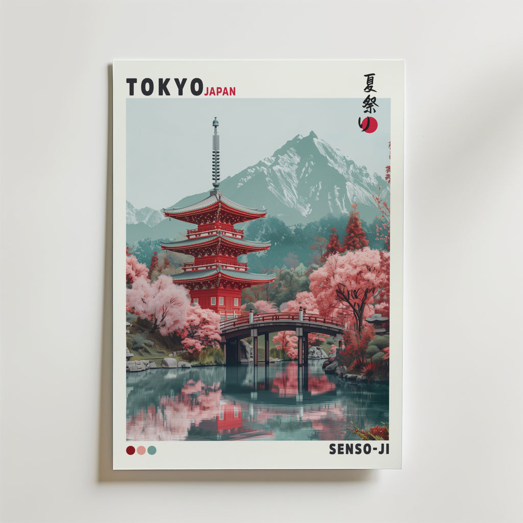 Senso-ji Temple – stilfullt konsttryck från Bozetto, tryckt på matt finpapper i hög tryckkvalitet