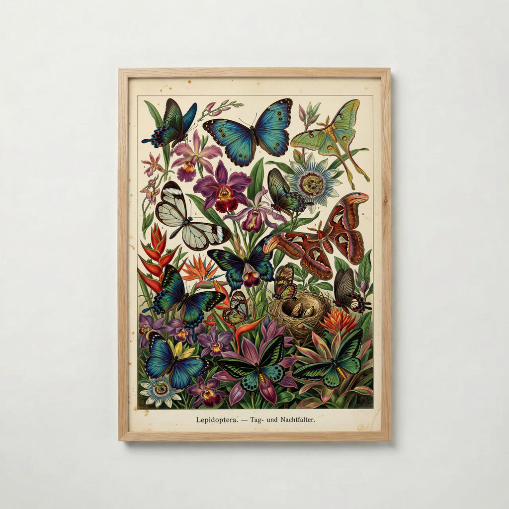Tropical Lepidoptera Poster med ekram