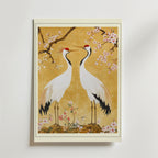 Oriental Crane Garden – stilfullt konsttryck från Bozetto, tryckt på matt finpapper
