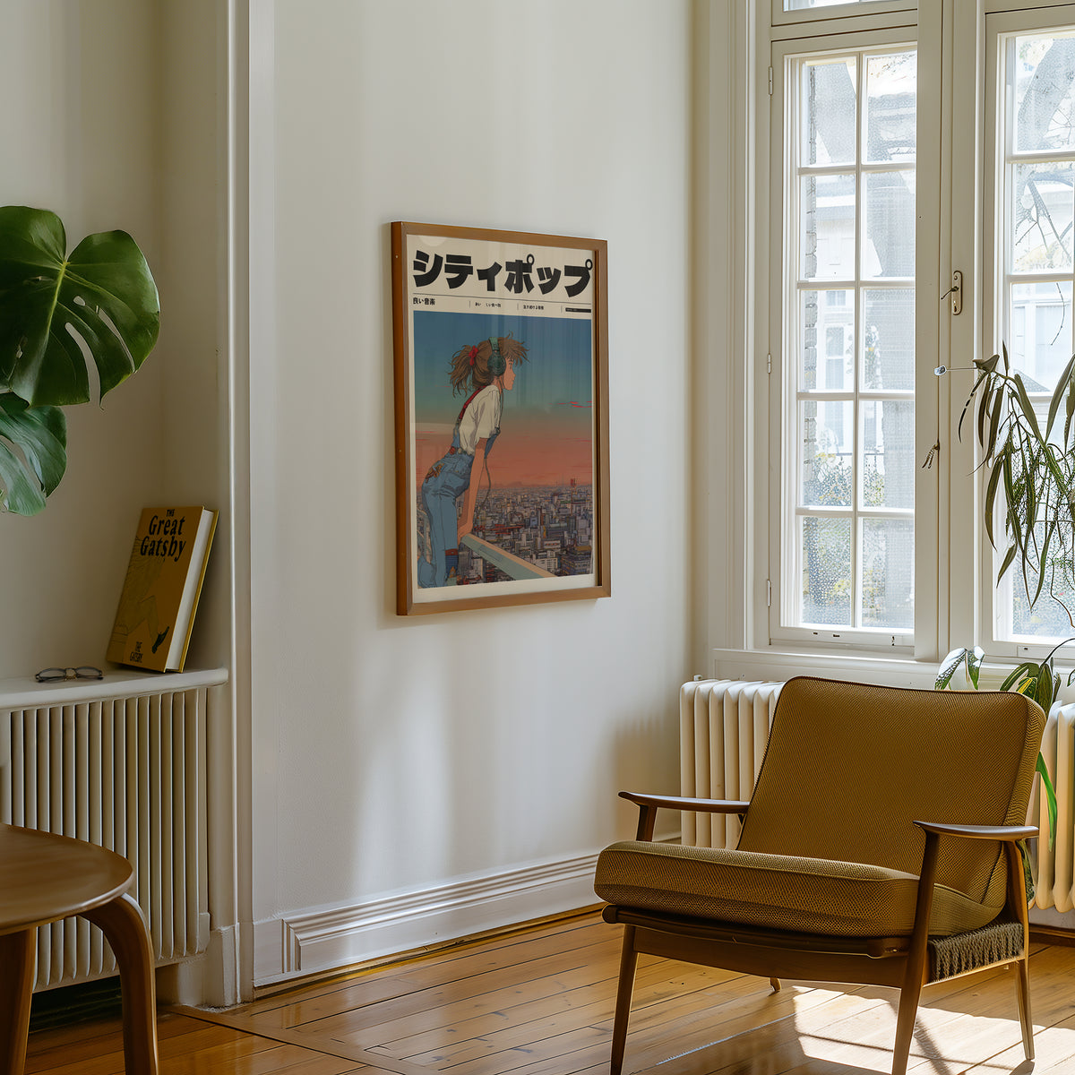 Urban Dawn poster visualiserad på vägg – se rätt storlek med mockup från Bozetto