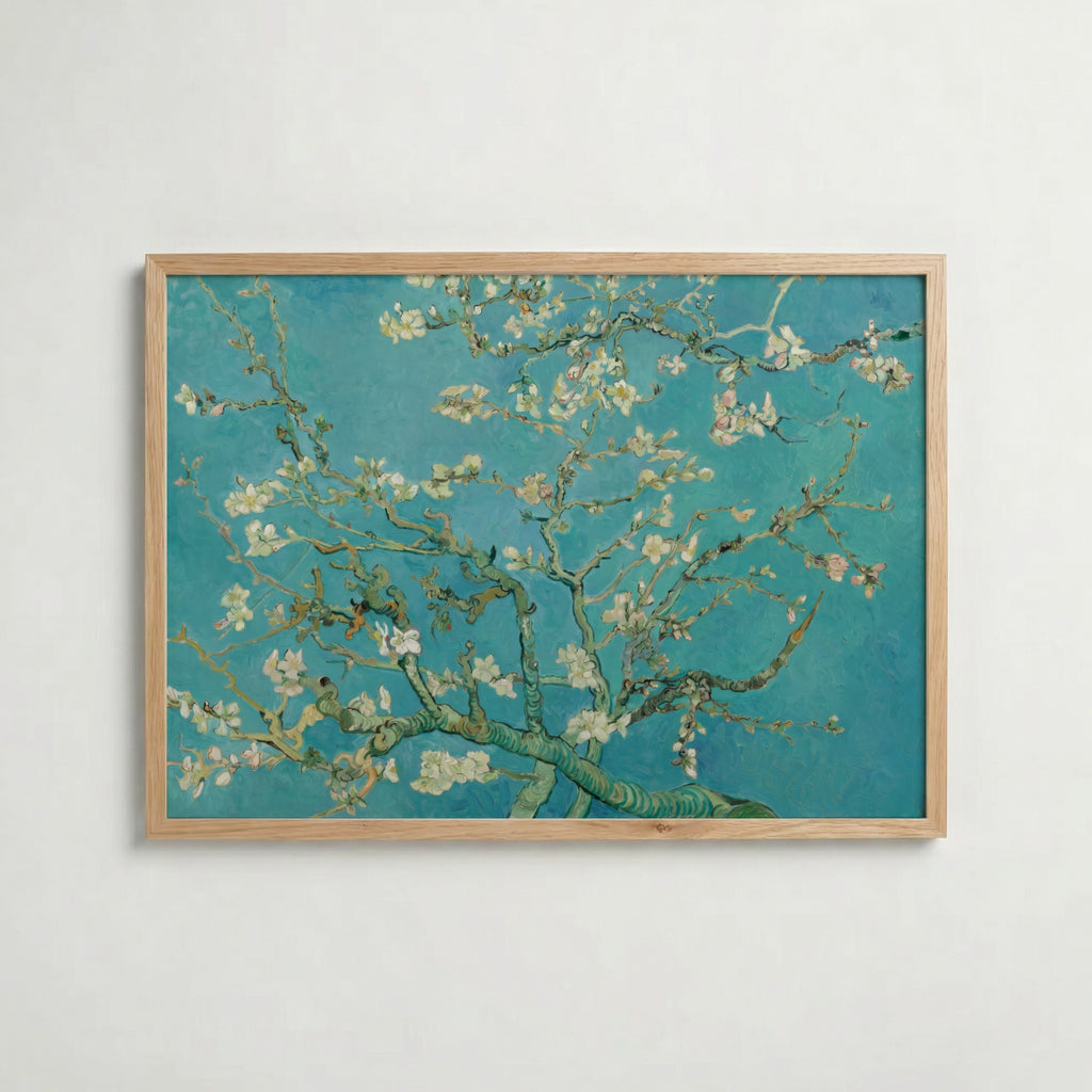 Vincent Van Gogh Almond Blossom 1890 affisch i ljus ekram med naturligt träutseende – Bozetto
