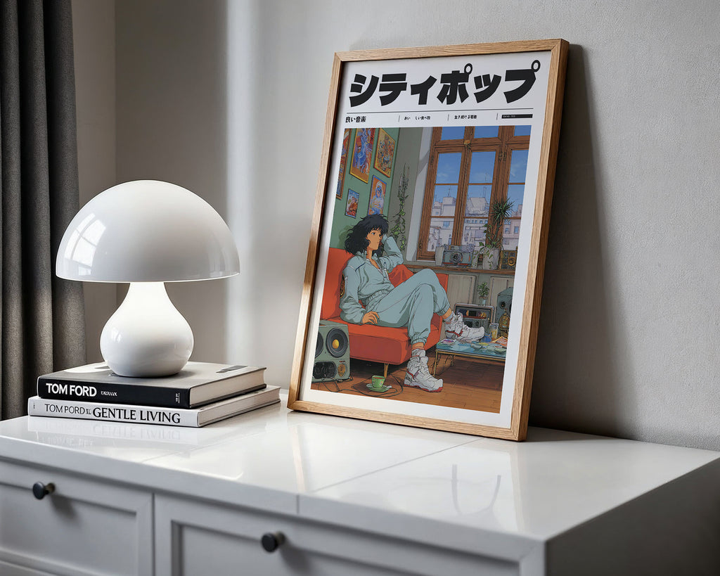 Vinyl Light poster visualiserad på vägg – se rätt storlek med mockup från Bozetto