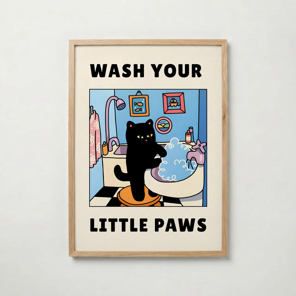Wash Your Little Paws poster visad rakt fram – Bozetto affisch i hög tryckkvalitet