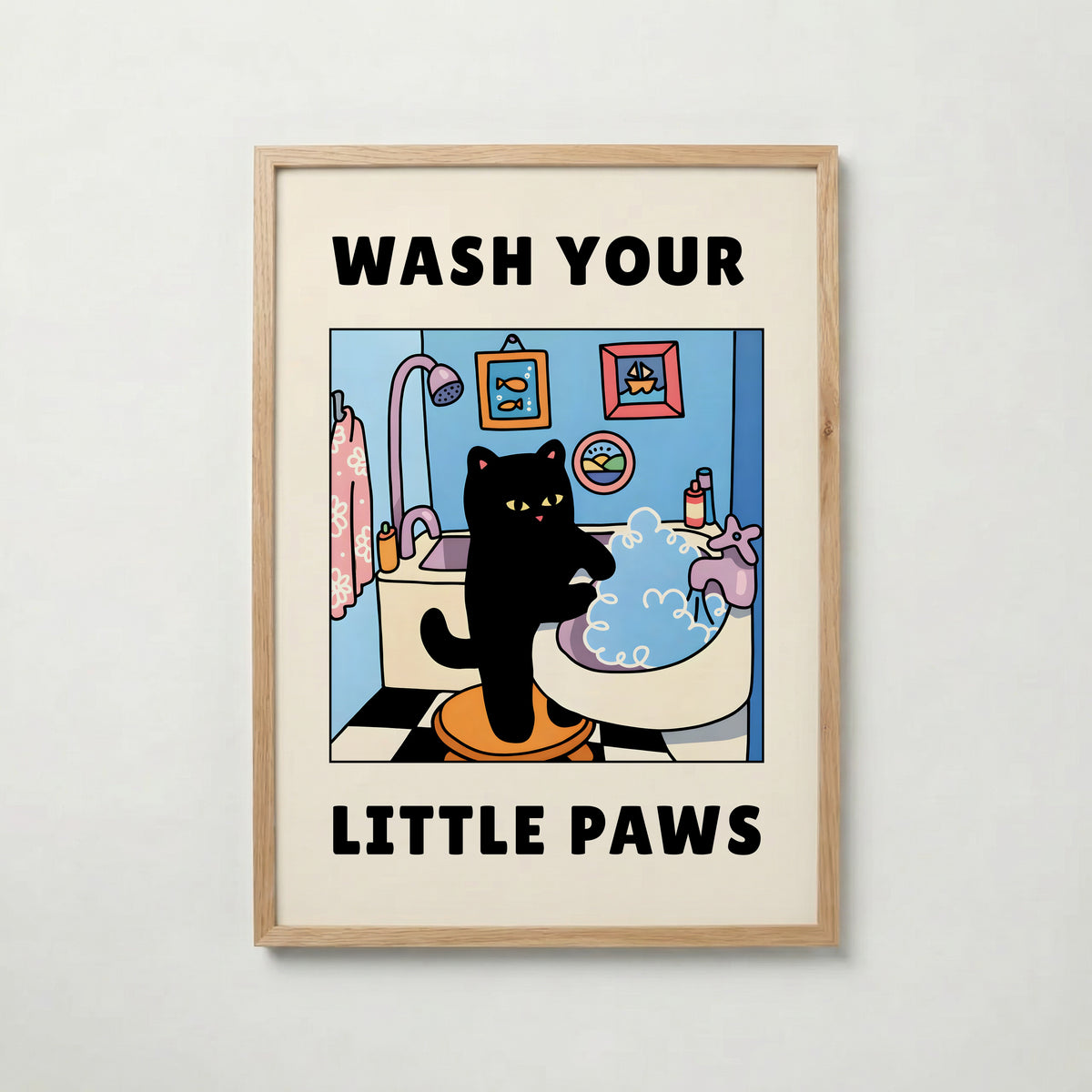 Wash Your Little Paws poster visad rakt fram – Bozetto affisch i hög tryckkvalitet