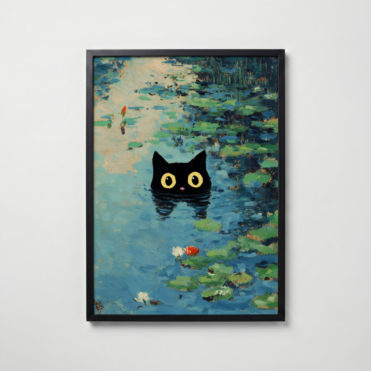Waterlily Cat – affisch med snyggt motiv, köp enkelt hos Bozetto i flera storlekar