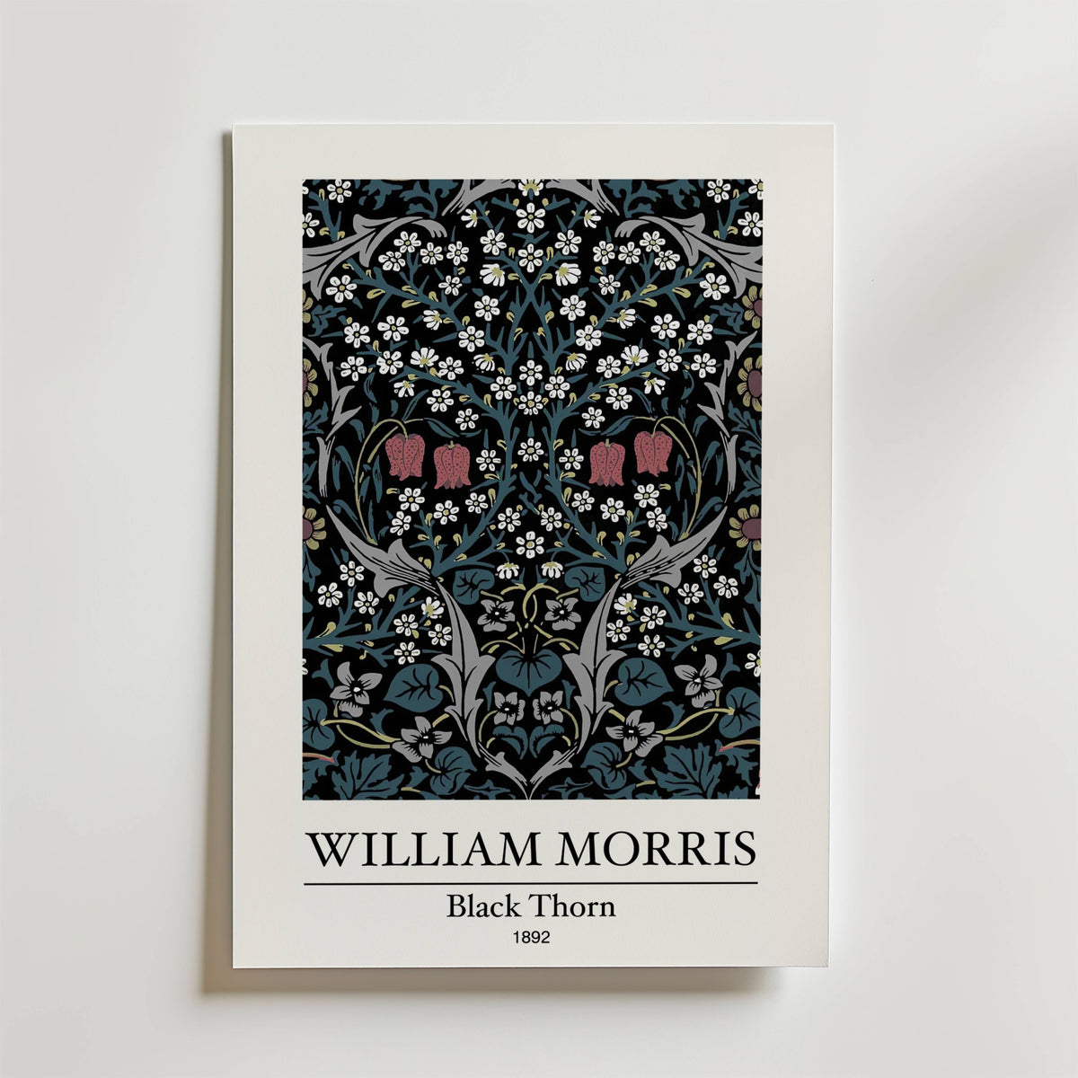 William Morris Black Thorn – stilfullt konsttryck från Bozetto, tryckt på matt finpapper