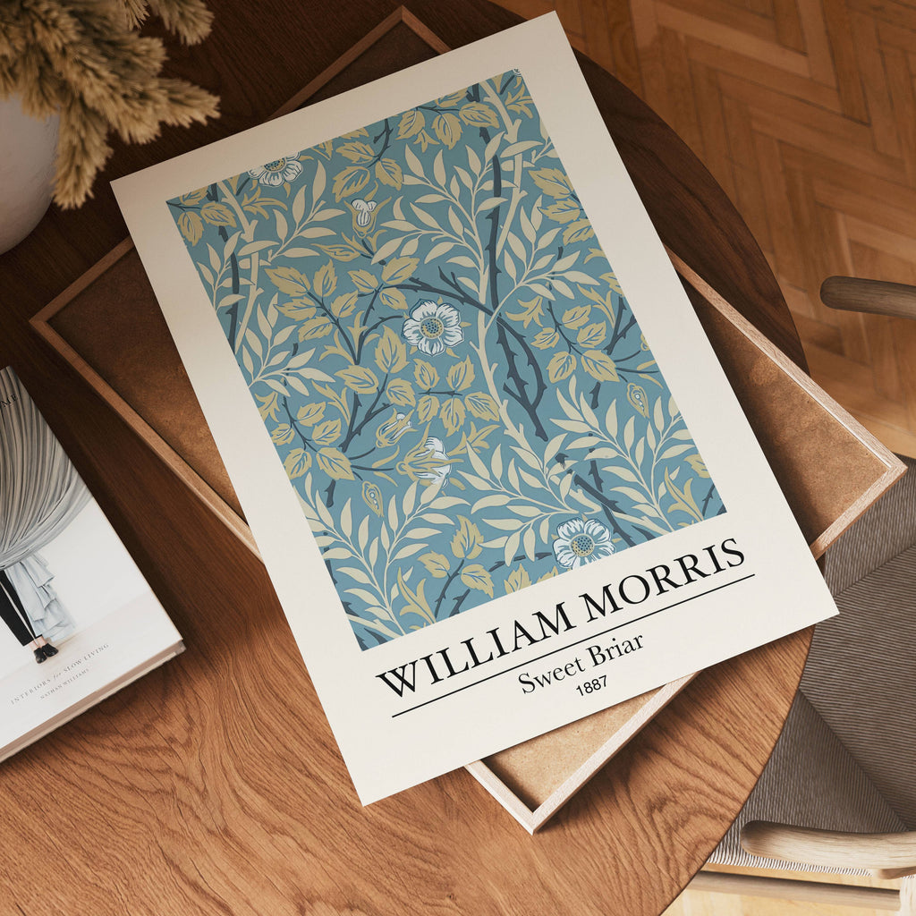 Storleksguide för William Morris Sweet Briar – affisch från Bozetto i hög kvalitet