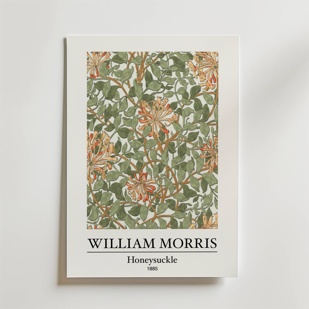 William Morris Honeysuckle – stilfullt konsttryck från Bozetto, tryckt på matt finpapper