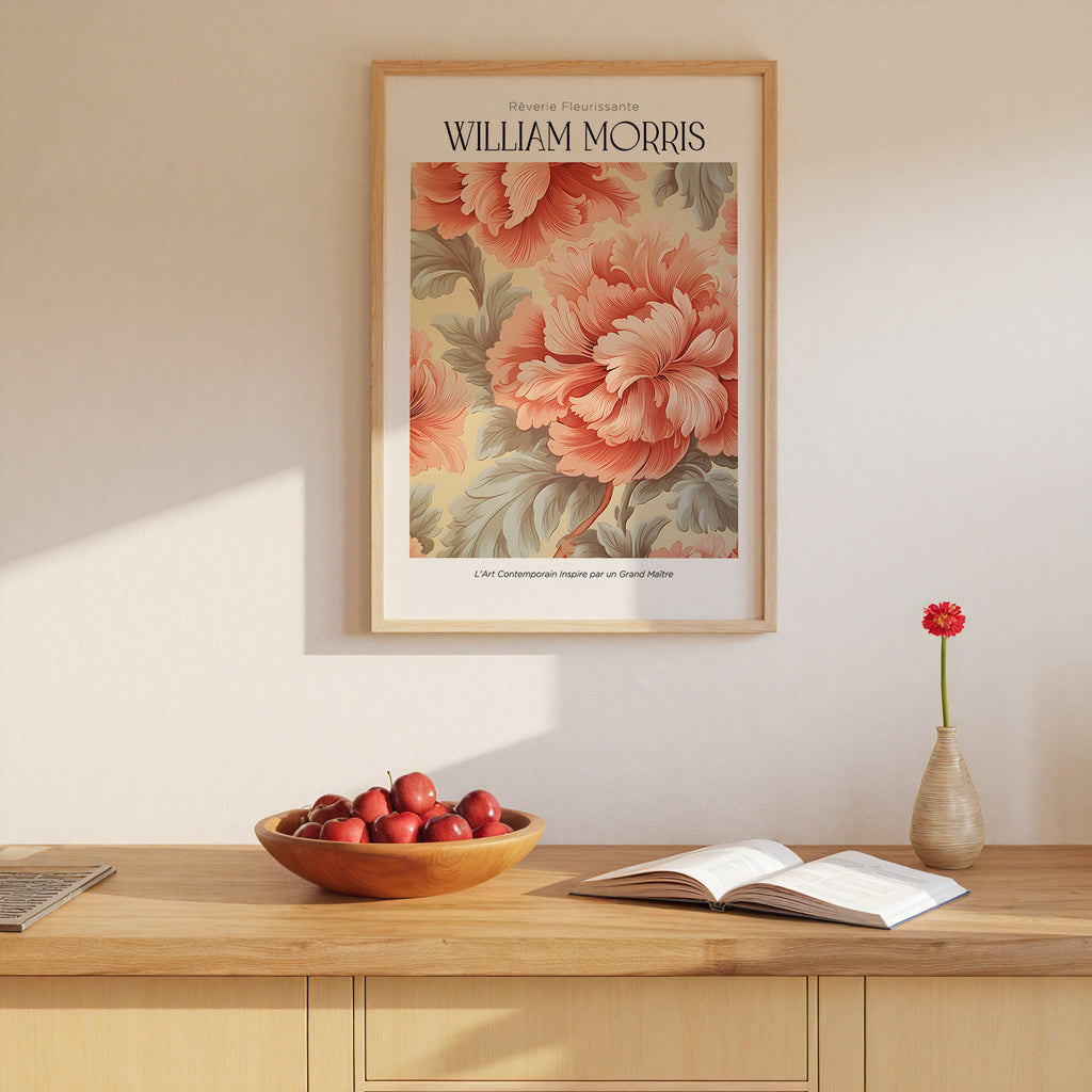 William Morris Coral Peony – affisch med stilfullt motiv från Bozetto i hög kvalitet