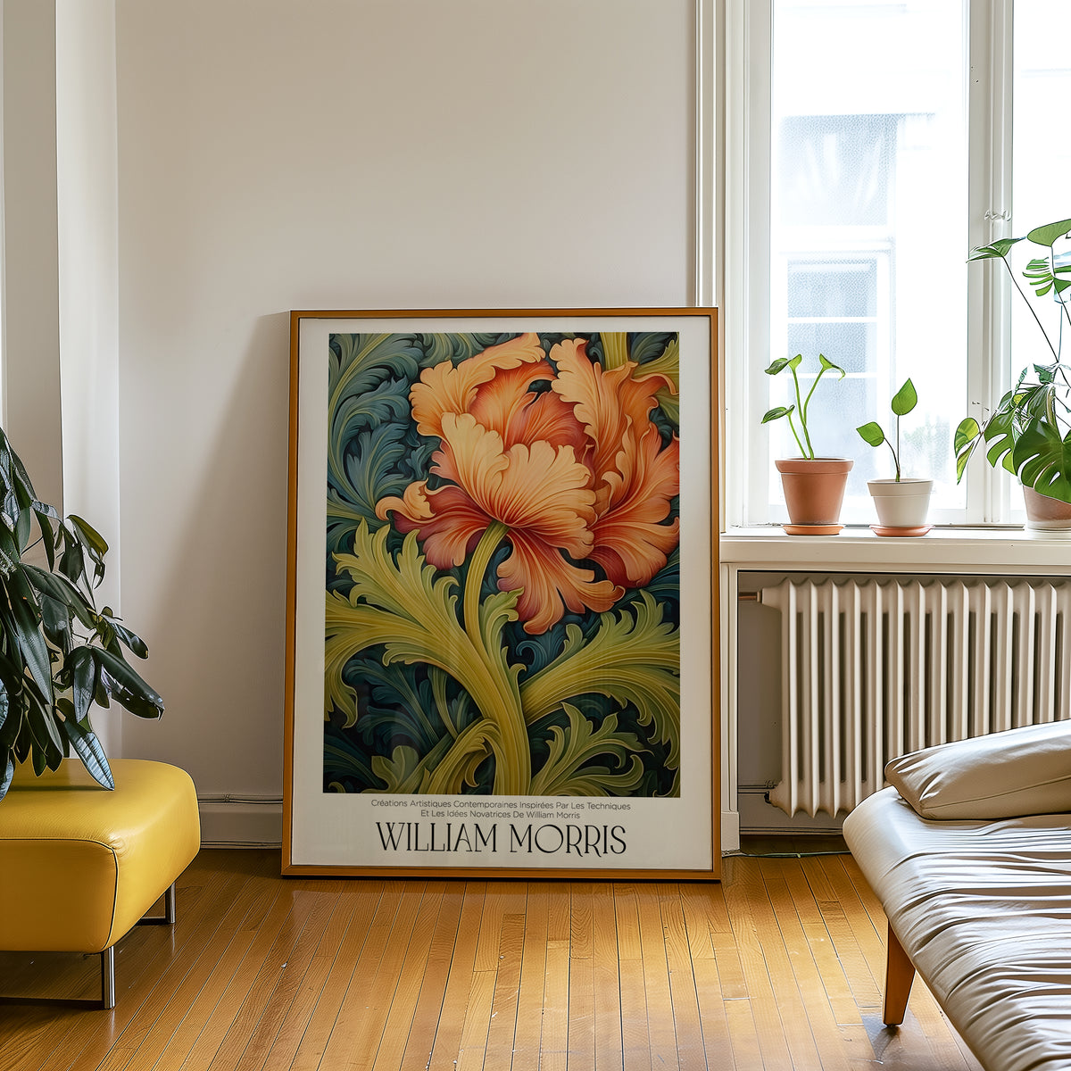 Mockup av William Morris Golden affisch på vägg – köp enkelt hos Bozetto i hög kvalitet